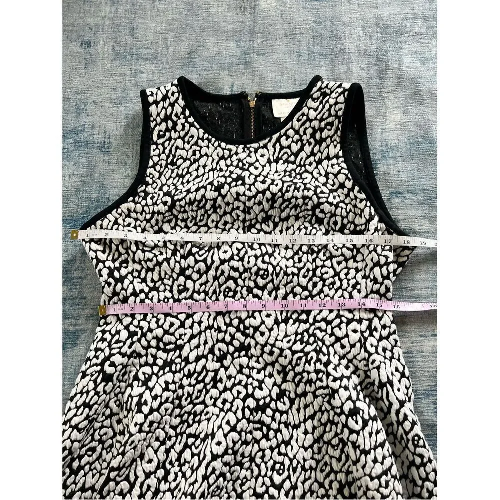 Kate Spade Black & White Leopard Print Textured Sleeveless Dress Size XL